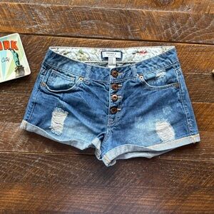 Forever 21 Blue Distressed Jean Shorts